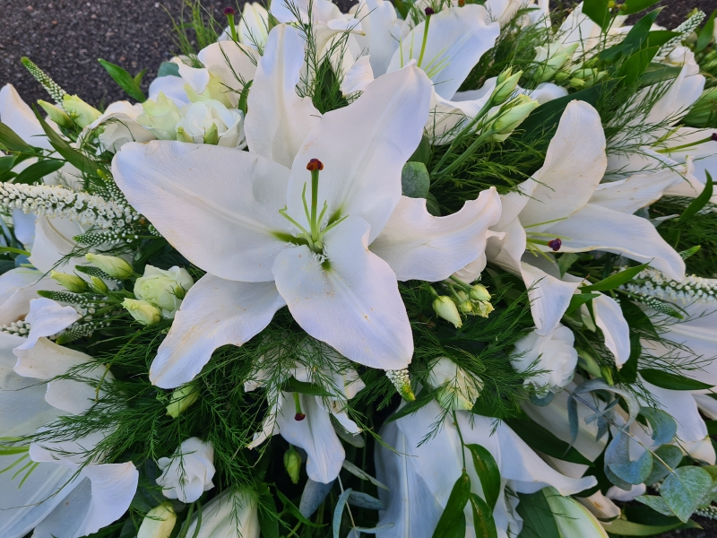 White Lily Coffin Spray