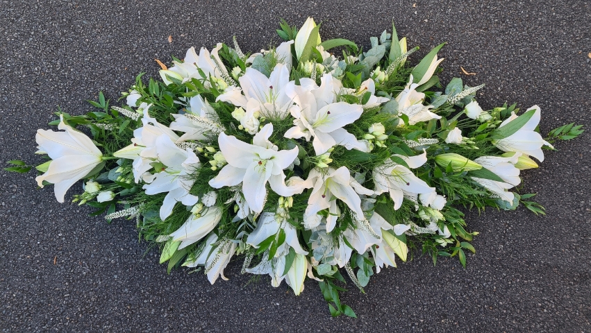 White Lily Coffin Spray